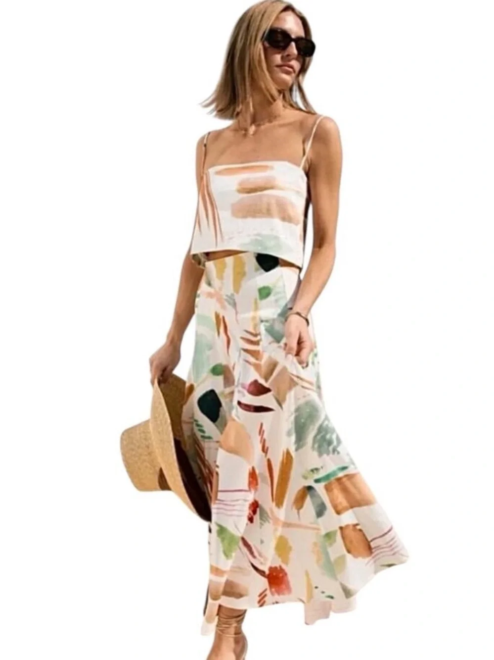 ANTONIO MELANI Abstract Watercolor top and Skirt - set